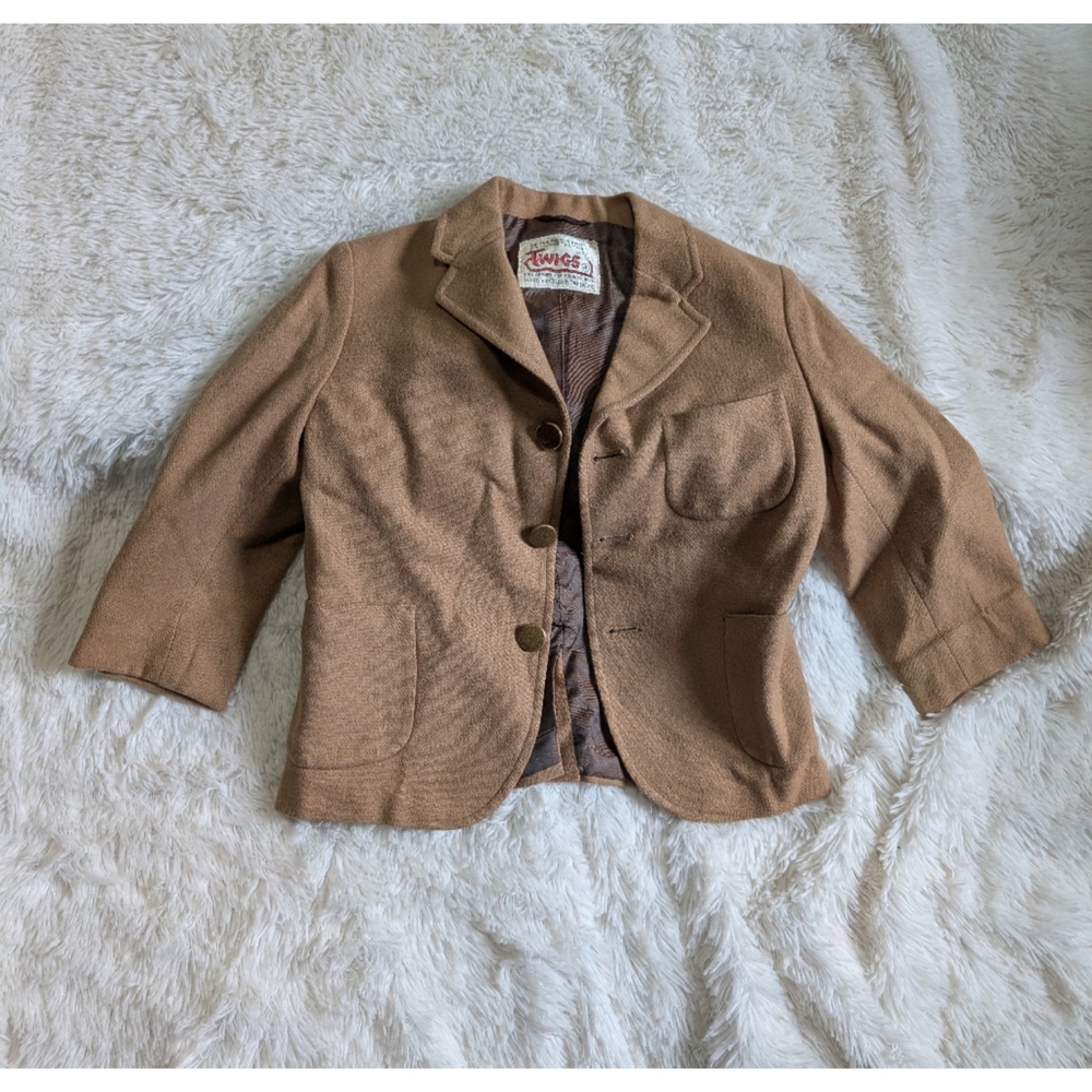 Twigs Vintage Tan Wool Fully Lined Blazer Jacket Toddler Size 4